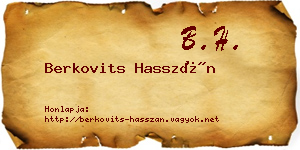 Berkovits Hasszán névjegykártya